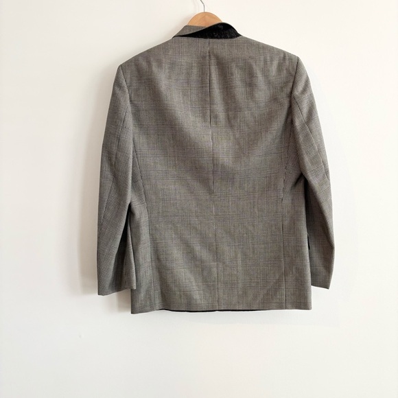 Vintage Wool Double Breasted Oversized Black Plaid Blazer - Picture 5 of 10